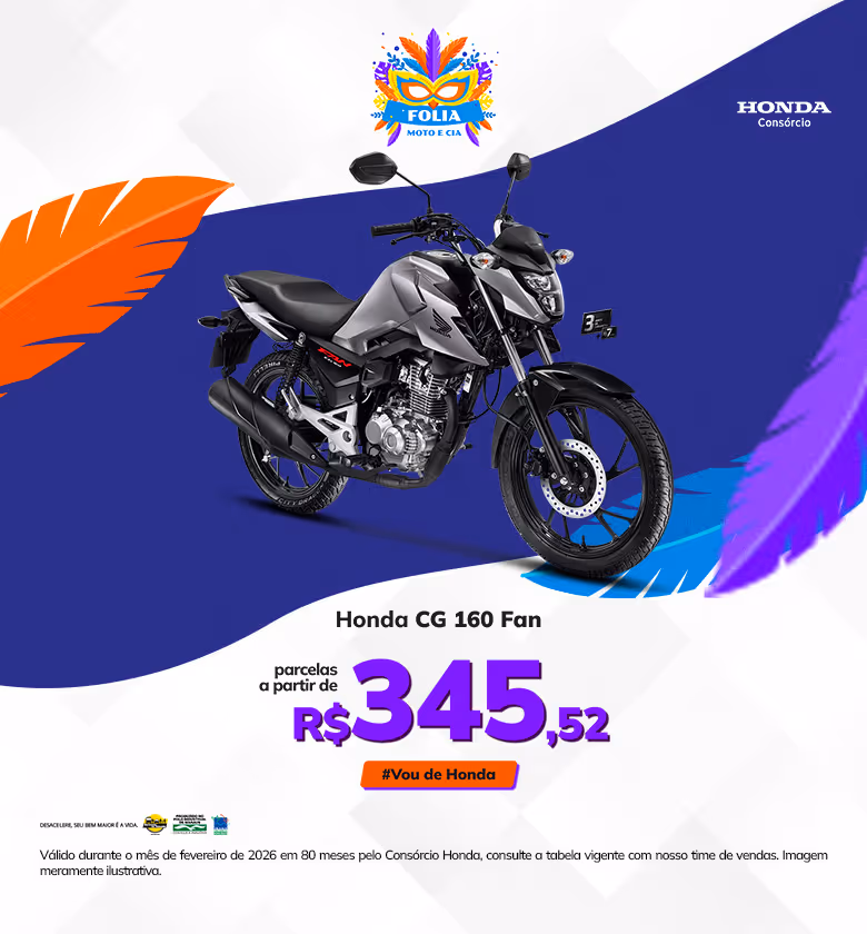 Banner Fevereiro Moto e Cia Honda Consórcio CG 160 Fan