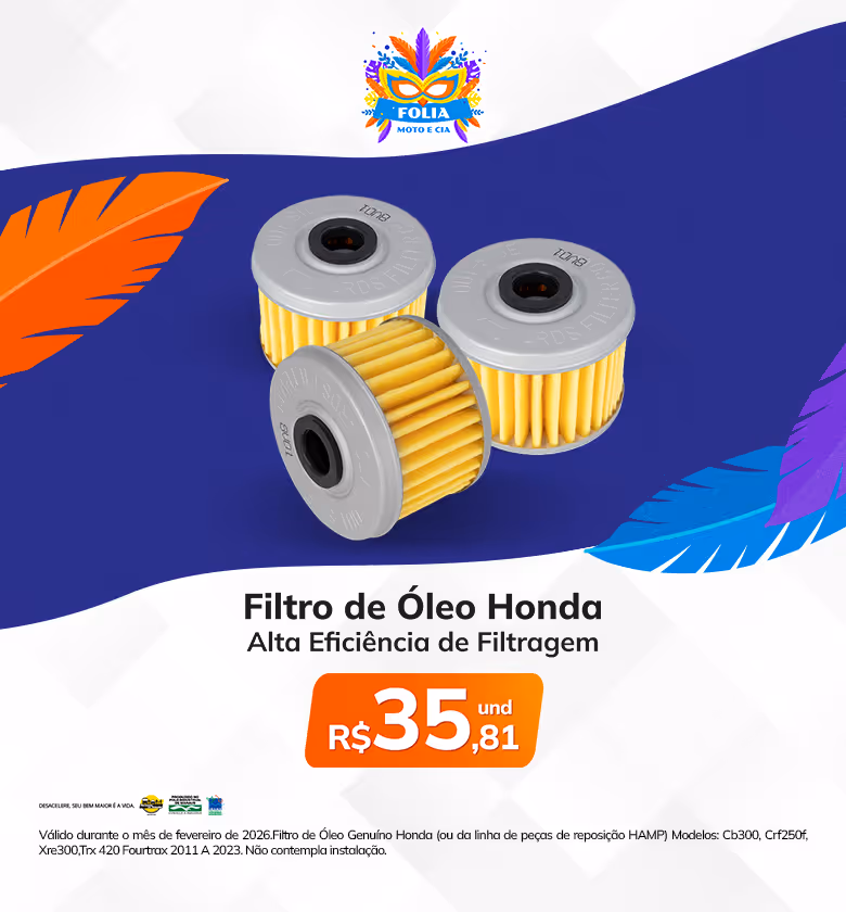 Banner Fevereiro Moto e Cia Honda Filtro de Óleo