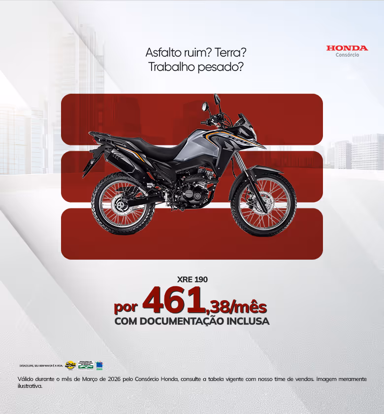 Banner Março 2026 Moto & Cia Honda Consórcio XRE 190