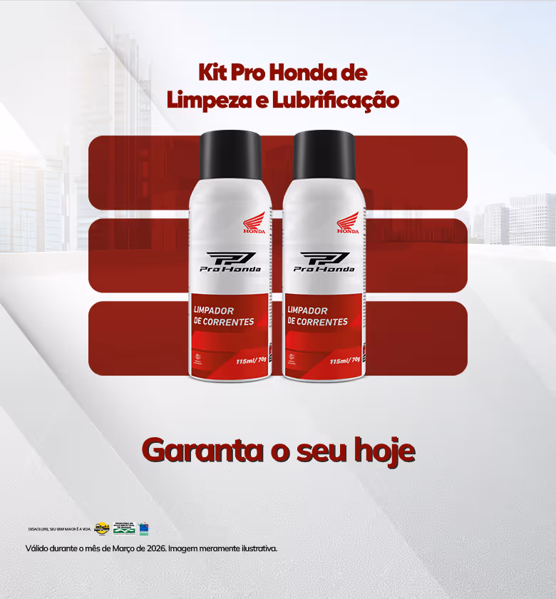 Banner Março 2026 Moto & Cia Honda Serviços e Produtos, Kit Limpeza e Lubrificante de Correntes 
